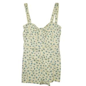 Anthropologie Yellow Blue Floral Button-Front Romper – Size XXS